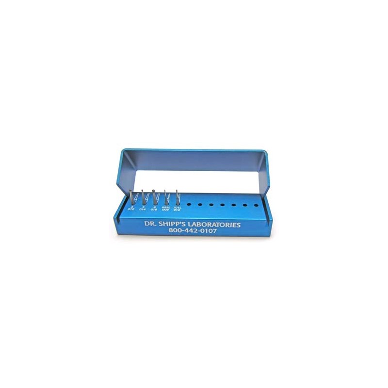 Veterinary bur Set #6 Kit (R.A. carbides) w/alum bur block
