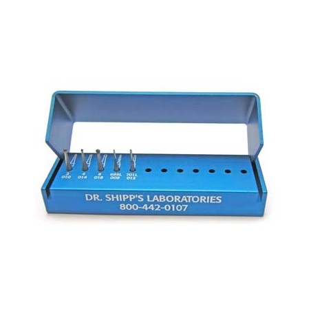 Veterinary bur Set #6 Kit (R.A. carbides) w/alum bur block