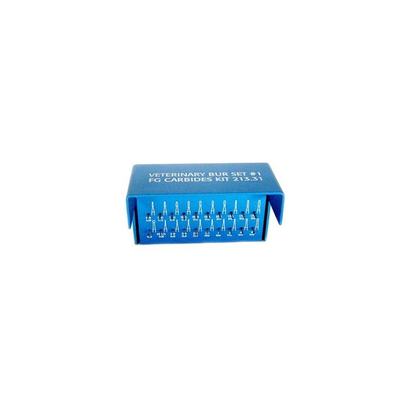 Veterinary bur Set #1 (F.G. carbides) w/alum bur block