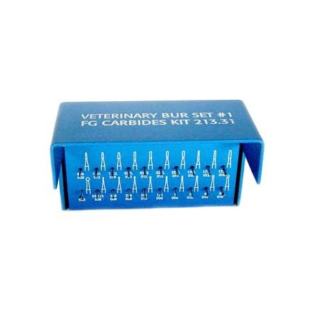 Veterinary bur Set #1 (F.G. carbides) w/alum bur block