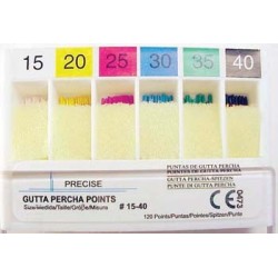 Gutta percha Set, - 28 mm c. c. (15-40 assorted) (120/box)