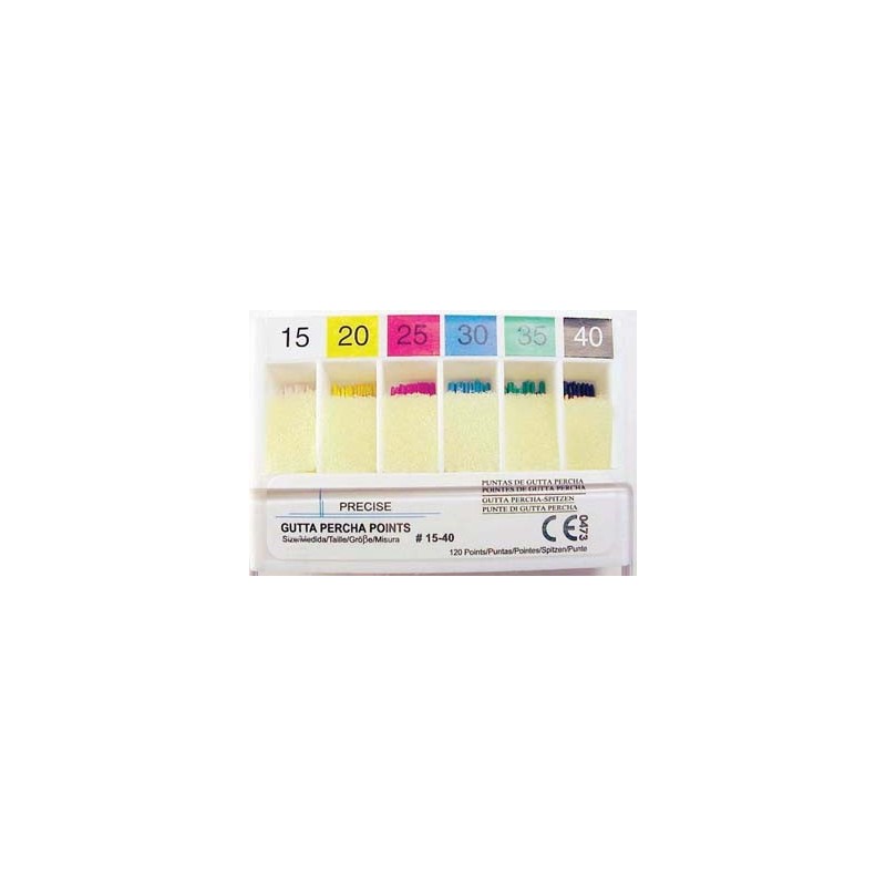 Gutta percha Set, - 28 mm c. c. (15-40 assorted) (120/box)