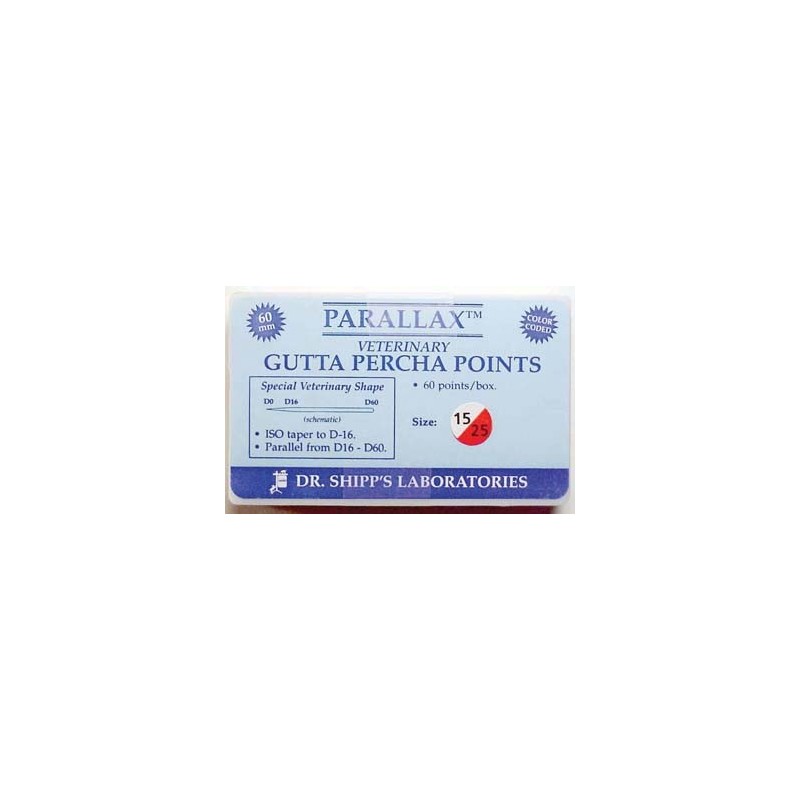 Parallax gutta percha 60mm Set (#15 #20 #25) 20 ea sz