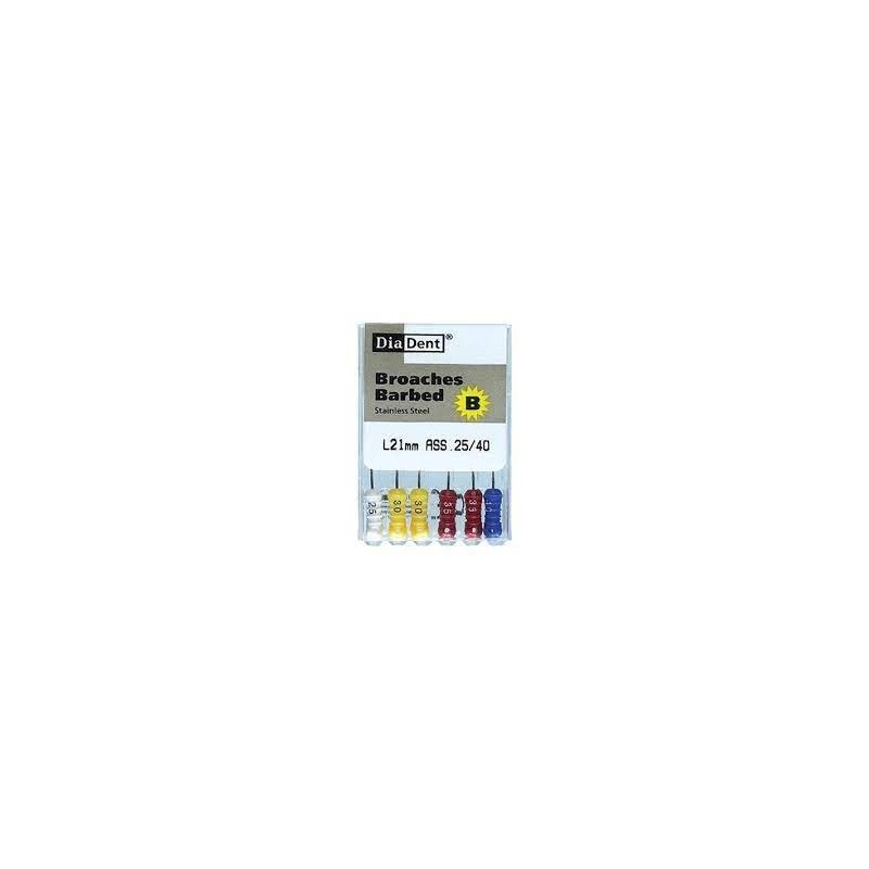 Barbed broaches - assorted - 21mm (set of 6)